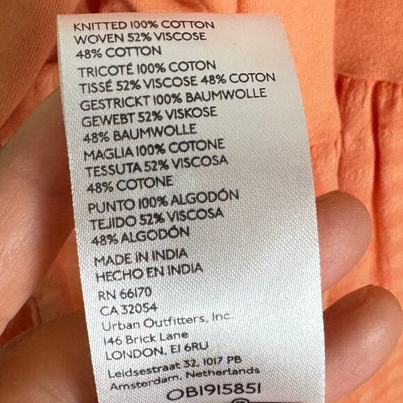 Pilcro Anthropologie Babydoll Top Women’s Sz M Flutter Orange Cotton Viscose - Picture 6 of 10